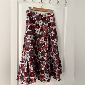 Aritzia Wilfred Floral 100% Linen Midi Skirt